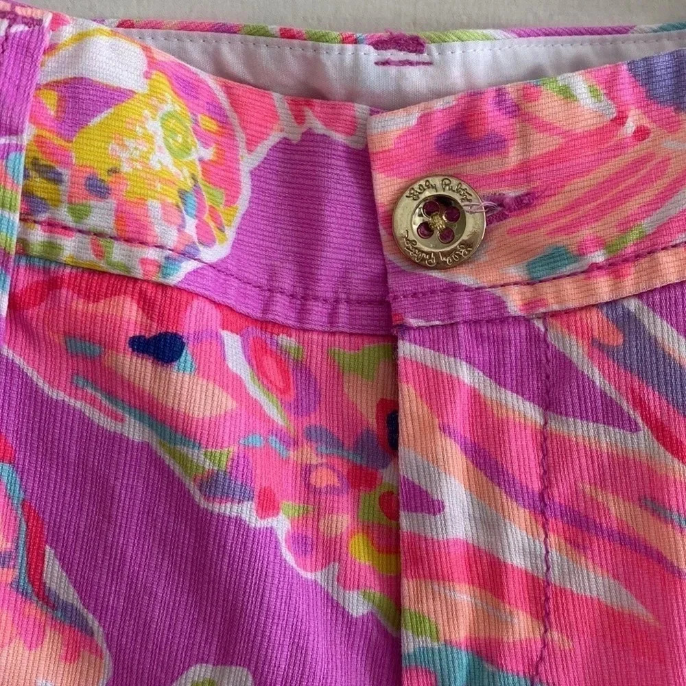 Lilly Pulitzer Callahan Purple Pink Palmetto Leaf Shorts Mid Rise Sz 2 - Picture 4 of 9